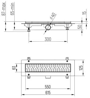 Душевой лоток Paini Harmony CH550HN с рамкой 55см хром глянец